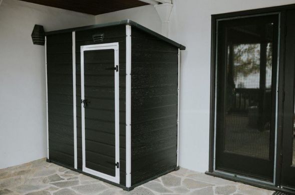 Садовий пластиковий будиночок Keter Essential 6x4 (184смх112см) графіт/білий 263895