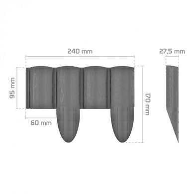 Садовий бордюр Cellfast 4 ECO 34-032 антрацит, Антрацит