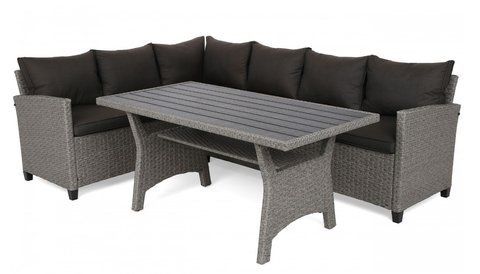 Комплект садових меблів з поліротангу (кутовий диван + стіл) Home Garden LAGOS Muddy Grey пластиковий з подушками
