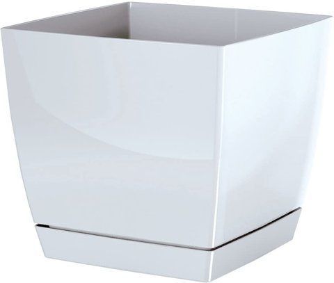 Горщик для квітів пластиковий Prosperplast Coubi Square P DUKP240-S449 білий квадратний