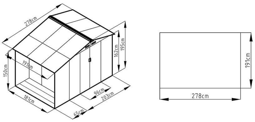 Садовый домик металлический HardMaster Madison 9x6 Cold Grey 003997 (278х191 см)