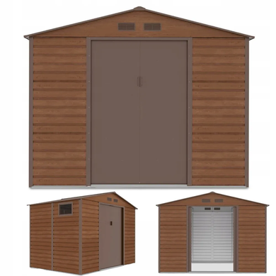 Сарай для инструментов металлический HardMaster Montreal 9x6 Walnut 003394