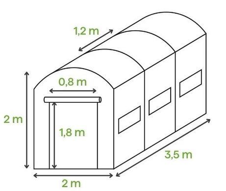 Теплиця садова Cultivo 2х3,5х2 - 7м2 білий парник 002921