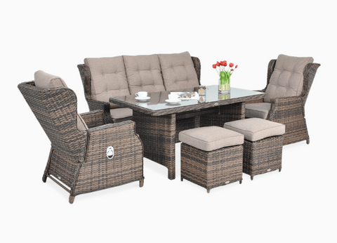 Комплект садових меблів Focus Garden Baltimore Dining + пуфи 003061 коричневий, Коричневий