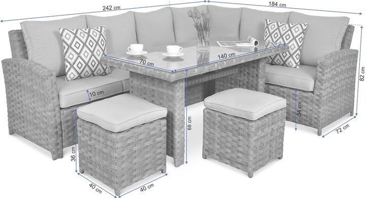 Угловой диван из техноротанга Focus Garden SANTANA DINING 002692 коричневый