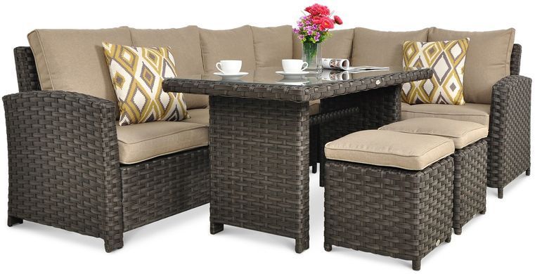 Угловой диван из техноротанга Focus Garden SANTANA DINING 002692 коричневый