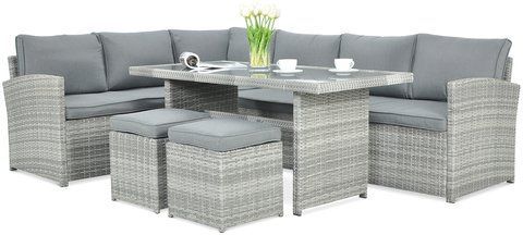 Кутовий диван + пуфи з техноротангу Focus Garden SALO 003328 темно-сірий