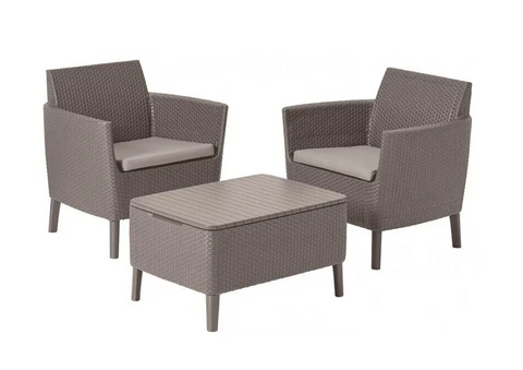 Комплект садових меблів, диван + два крісла + столик Keter Salemo balcony SET 236628 капучіно (253202)