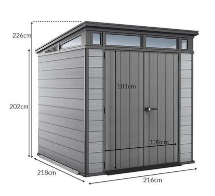 Садовый домик пластиковый Keter Signature Pent 7x7 (216см х 218см) 259814 орех