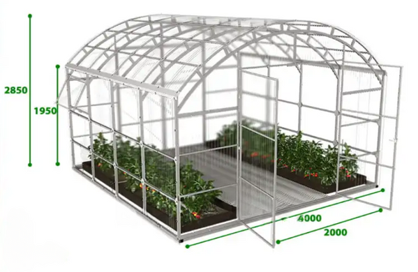 Теплиця полікарбонатна теплиця Botanic Rolnik 4M PRO 449016 білий каркас, Білий