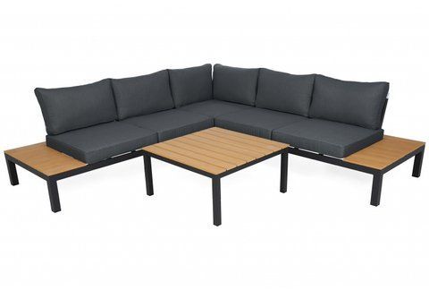 Комплект садових меблів (кутовий диван+столик) Home Garden Burgos Black/Grey