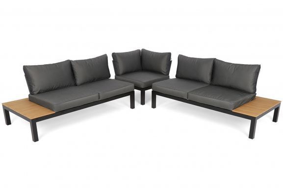 Комплект садовой мебели (угловой диван + столик) Home Garden Burgos Black/Grey