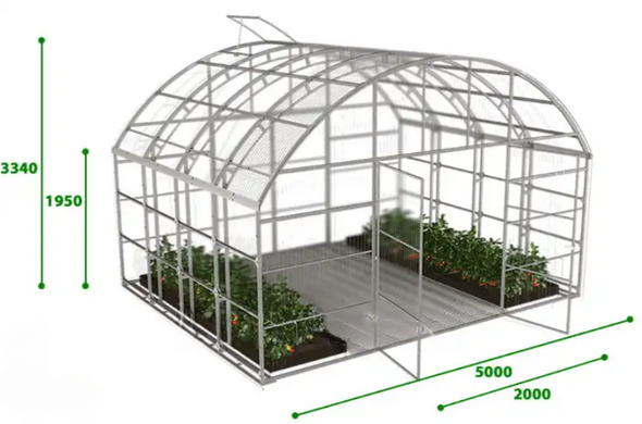 Теплиця полікарбонатна теплиця Botanic Rolnik 5M PRO 549016 білий каркас, Білий