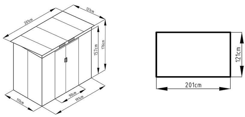 Сарай для інструментів металевий HardMaster Oregon 7x4 Light Wood 004029 (201х121 см)
