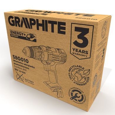 Акумуляторний ударний дриль шурупокрут Graphite Energy + 18 В Li-Ion 58G010 (без акумулятора)