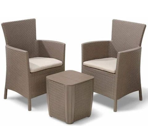 Набор пластиковой садовой мебели Keter Iowa Balcony/Luzon Flat 224383 капучино