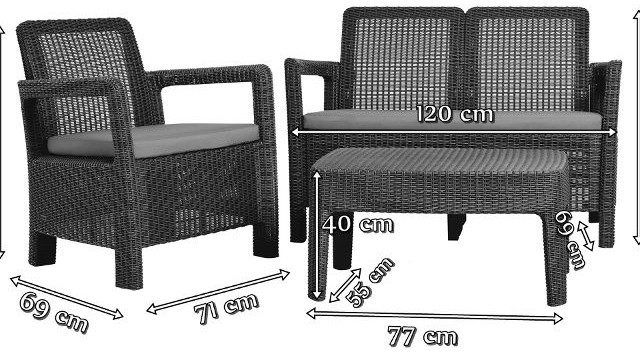 Комплект садових меблів ( двомісний диван + столик+ 2 крісла ) Allibert Tarifa Set 233195 графіт