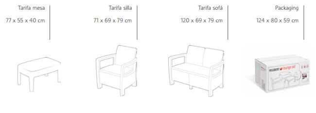 Комплект садових меблів ( двомісний диван + столик+ 2 крісла ) Allibert Tarifa Set 233195 графіт