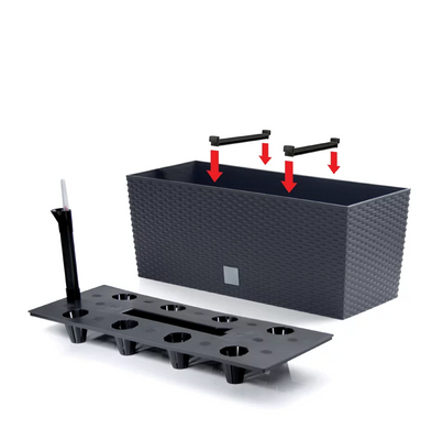 Кашпо пластикове для квітів з автополивом Prosperplast Rato Case DRTC600-S433 антрацит