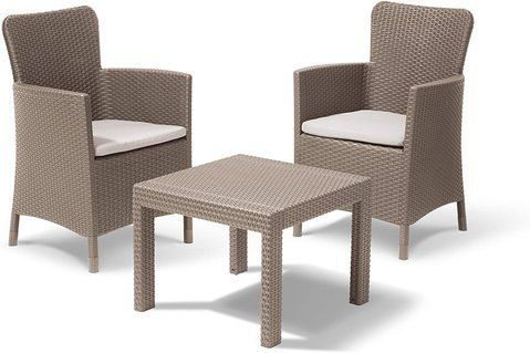Набор пластиковой садовой мебели, два кресла+столик Keter Salvador Balcony Set 219451 капучино, Капучино