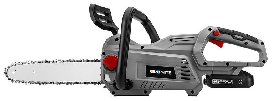 Акумуляторна ланцюгова пила GRAPHITE Energy+ 18V Li-Ion, шина 10" (250 мм), без акумулятора 58G034