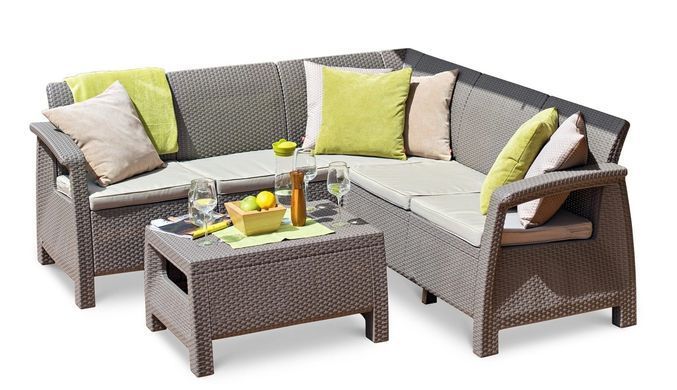 Диван пластиковий садовий Keter Corfu Relax 241727 капучіно, Капучино