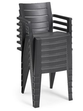 Стілець пластиковий з підлокітниками Keter Julie Dining Chair 246188 графіт
