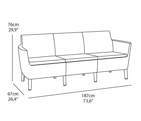 Диван трехместный для сада и террасы Keter Salemo 3 seater sofa 244094