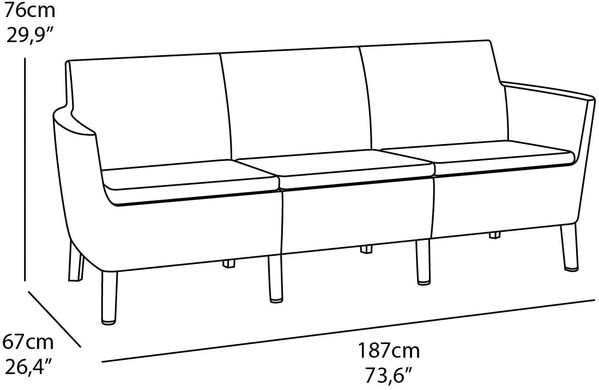 Диван трехместный для сада и террасы Keter Salemo 3 seater sofa 244100 графит