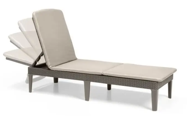 Шезлонг садовый пластиковый с матрасом Keter Jaipur with cushion 255884 капучино