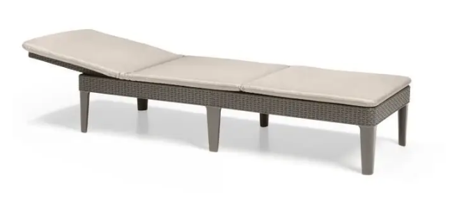 Шезлонг садовый пластиковый с матрасом Keter Jaipur with cushion 255884 капучино