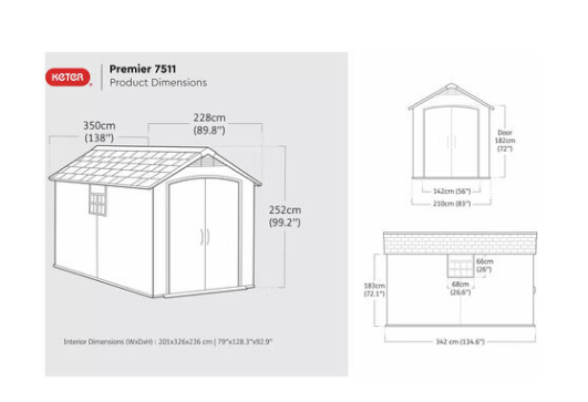 Садовый пластиковый домик Keter Premier 7511 (228см х 350см) 255144 серый