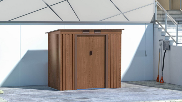 Сарай для инструментов металлический HardMaster Oregon 7x4 Walnut 004030 (201х121 см)