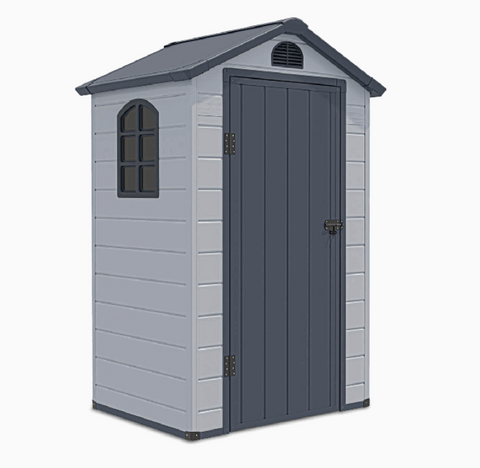 Пластиковий садовий будиночок HardMaster Vermont 4х3 Light Grey 003464 (134x104 см)