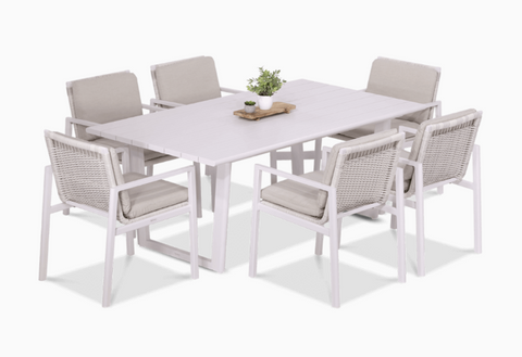 Комплект садових меблів Furrore Lotus Dining 6+1 004540 білий, Білий