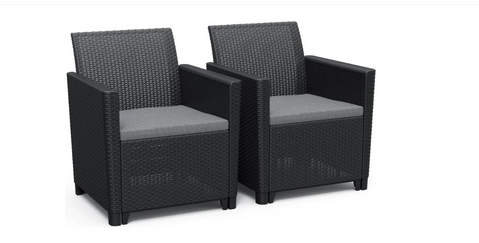 Крісла садові пластикові Keter CLAIRE DUO 252978 графіт