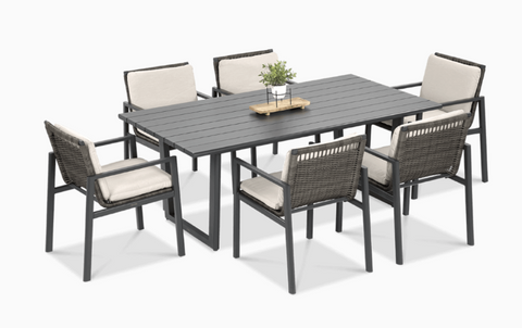 Комплект садових меблів Furrore Lotus Dining 6+1 004538 сірий, Сірий