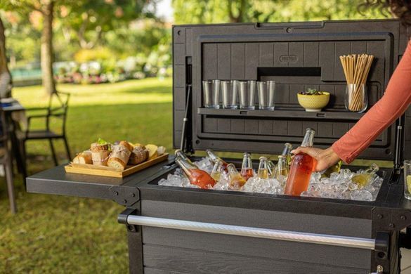 Садовый стол на колесах Keter Patio Cooler с поддоном для льда 255187 графит, Графит