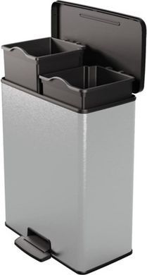 Ведро с педалью для мусора Duo Deco Bin эффект металла 26 л + 26 л Curver 251002