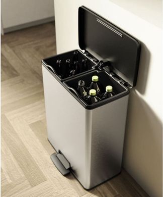 Ведро с педалью для мусора Duo Deco Bin эффект металла 26 л + 26 л Curver 251002