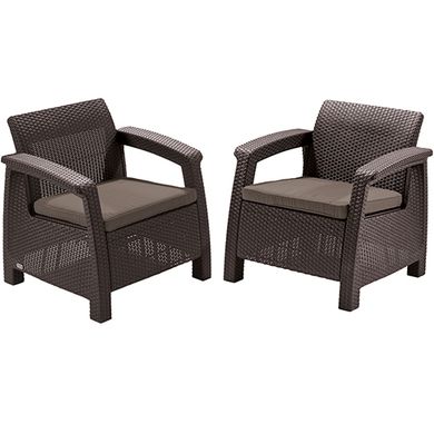 Комплект пластиковых садовых кресел Keter Corfu Duo Set 258944 коричневый