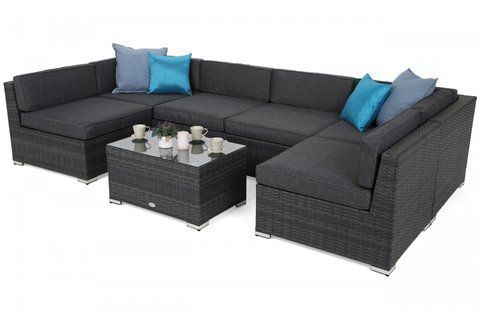 Набір садових меблів Home Garden Kansas Maxi grey технораттан з подушками