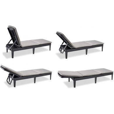 Шезлонг пластиковый Keter Jaipur with cushion c матрасом графит 238416