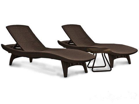 Комплект шезлонгов (лежаков) пластиковых Allibert Pacific Set &ndash; 2шт. + столик 231463 коричневый