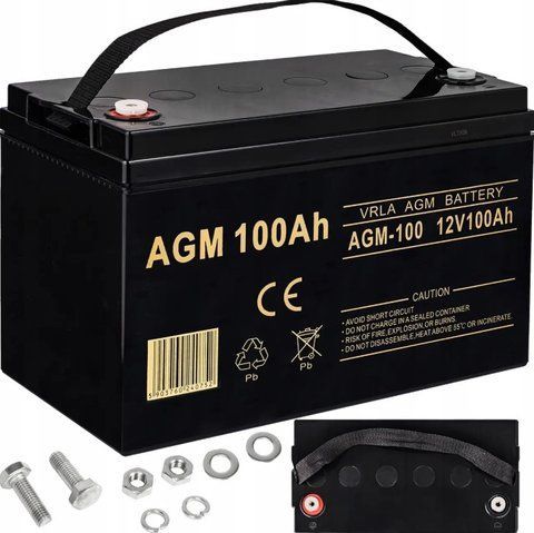 Акумуляторна батарея AGM 12 V 100 Ah Volt Polska 6AKUXAG100, Чорний
