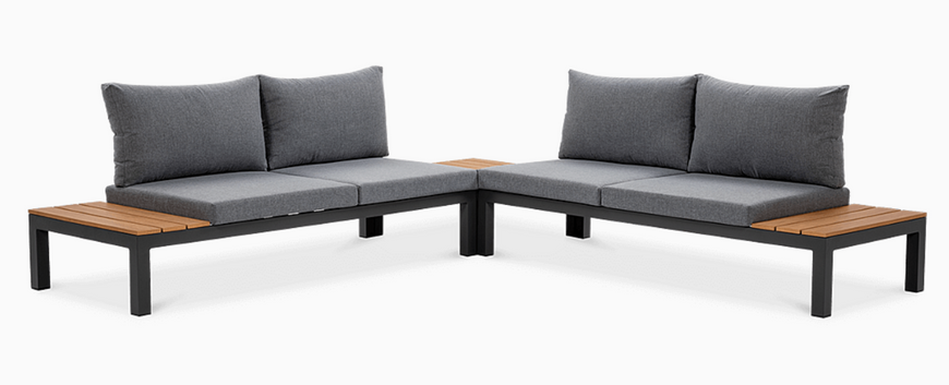 Комплект садових меблів, кутовий диван + столик Focus Garden Williams Wood 001518 темно-сірий, Темно-сірий