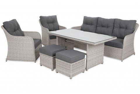 Садові меблі з технічного ротанга Home Garden Bergamo White / Grey з подушками