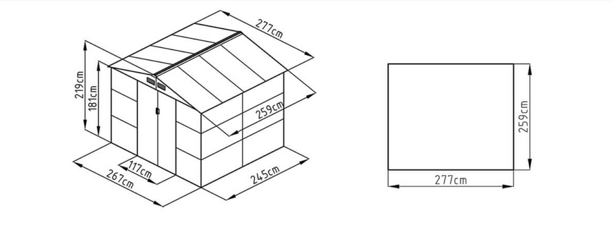 Сарай для инструмента HardMaster Montreal 9x8 Light Grey 003396