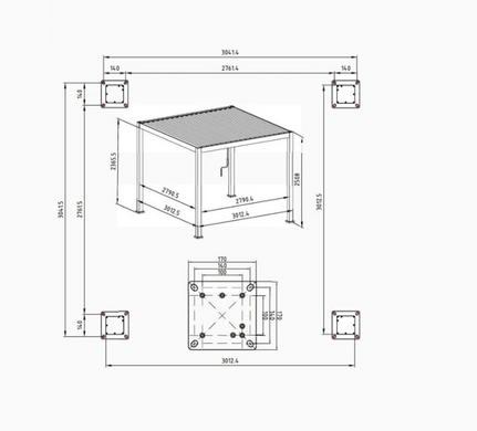 Пергола для террасы HardMaster Premium 3x3 Антрацит 001266