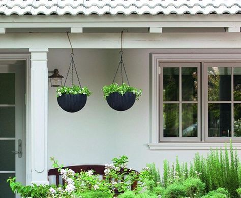 Горшок подвесной для цветов с вкладом Keter Rattan Style Hanging 8,6л. 229545 графіт